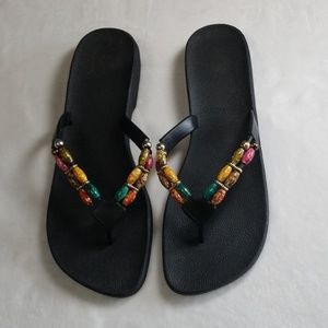 EUC Black beaded sandals